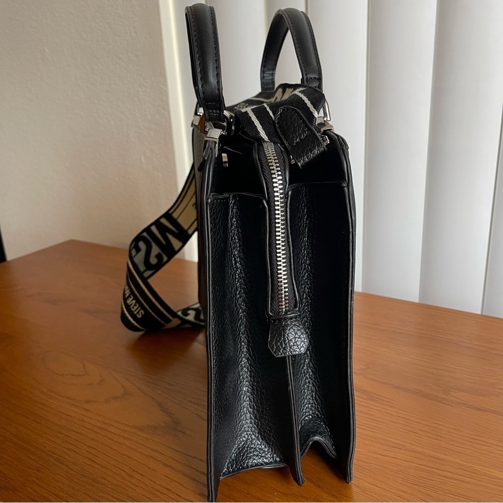 Steve Madden Bmateo Top Handle Crossbody Bag Black Faux Leather - Picture 3 of 16